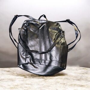 Black Leather Backpack Purse